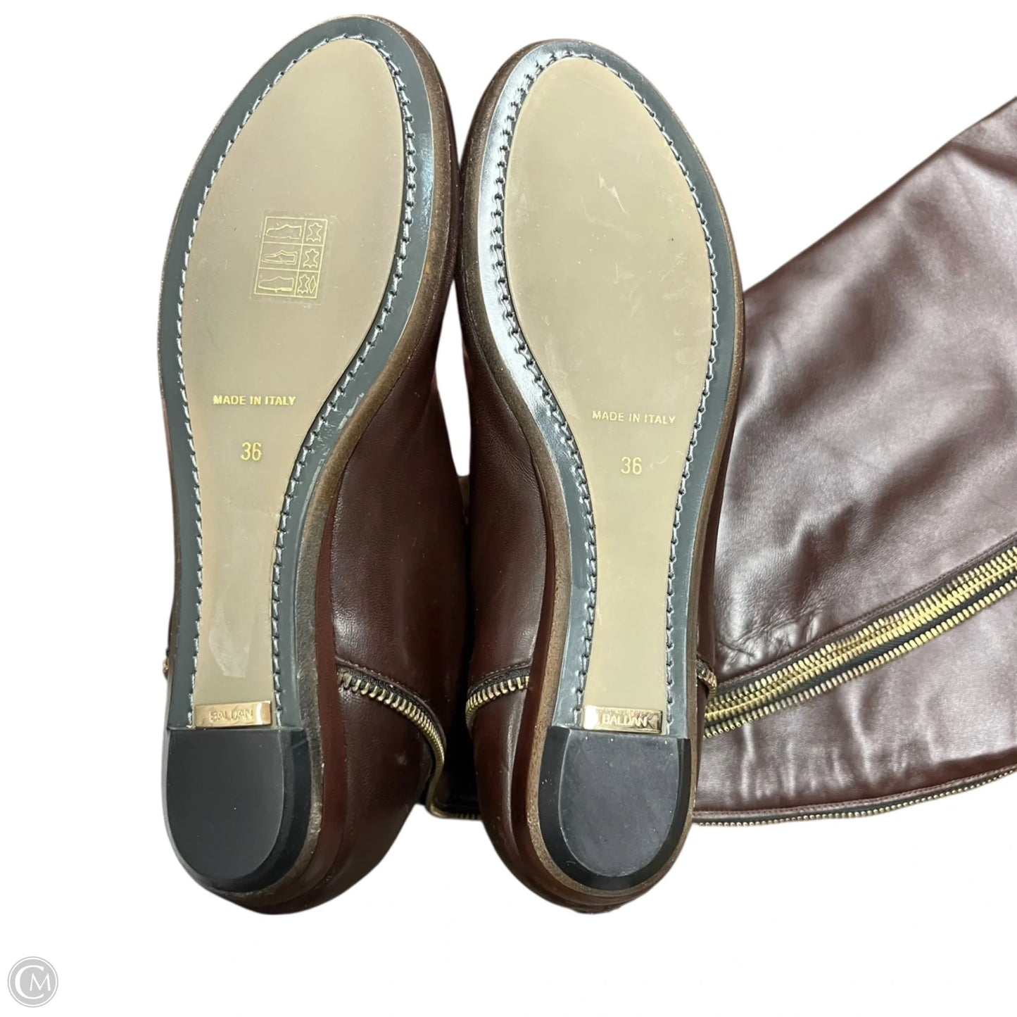 Boots Knee Heels By Baldan In Brown, Size: 5.5