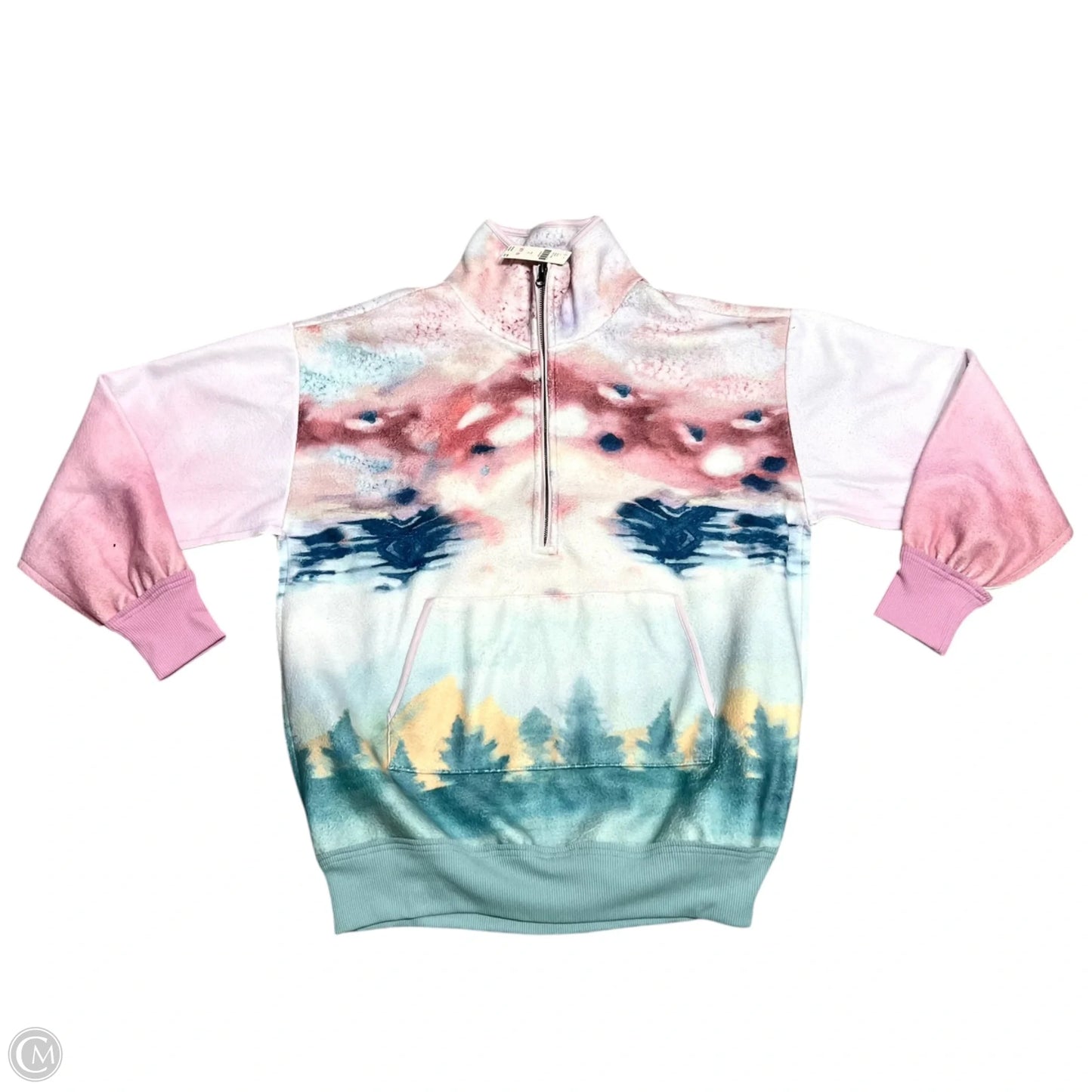 Sweatshirt Collar By Pilcro In Green & Pink, Size: S