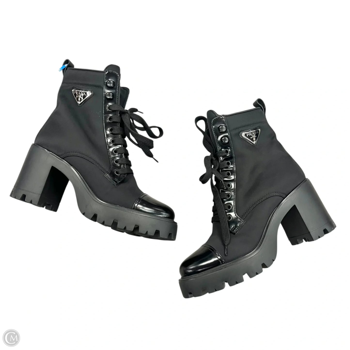 Boots Luxury Designer By Prada In Black, Size: 7