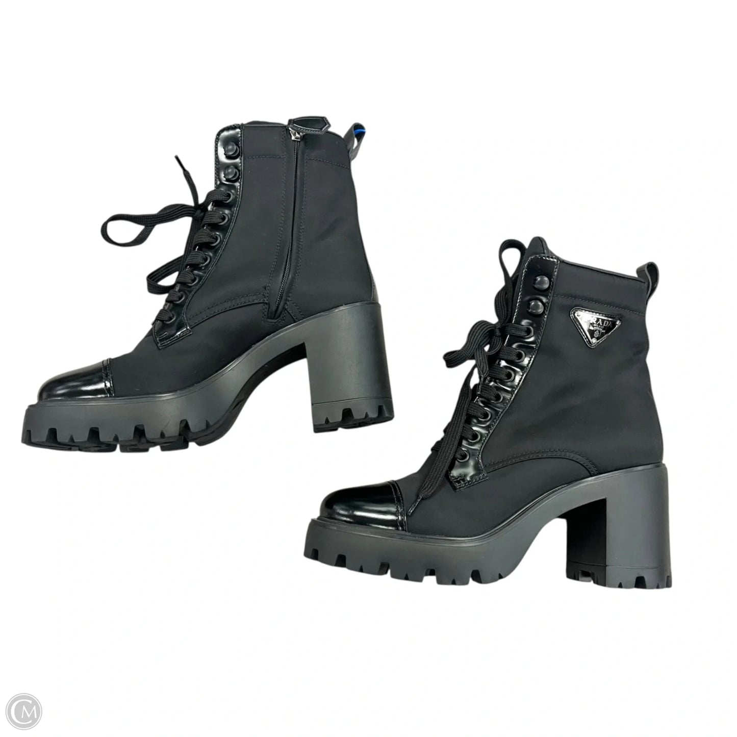 Boots Luxury Designer By Prada In Black, Size: 7