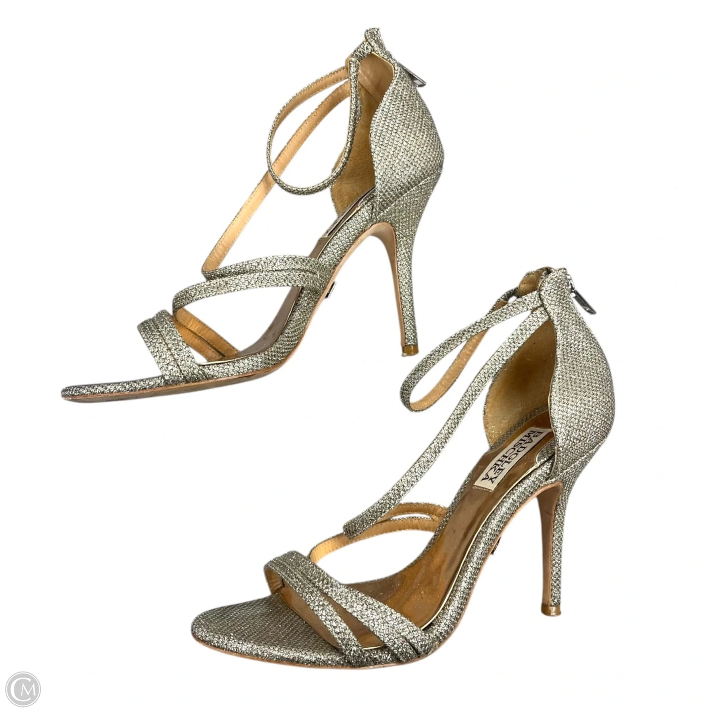 Sandals Heels Stiletto By Badgley Mischka In Gold & Silver, Size: 7