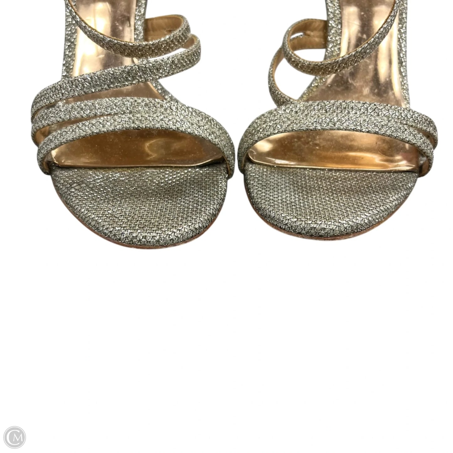 Sandals Heels Stiletto By Badgley Mischka In Gold & Silver, Size: 7