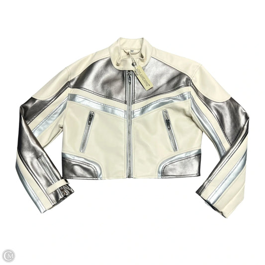 Jacket Moto By Blanknyc In Cream & Silver, Size: Xs
