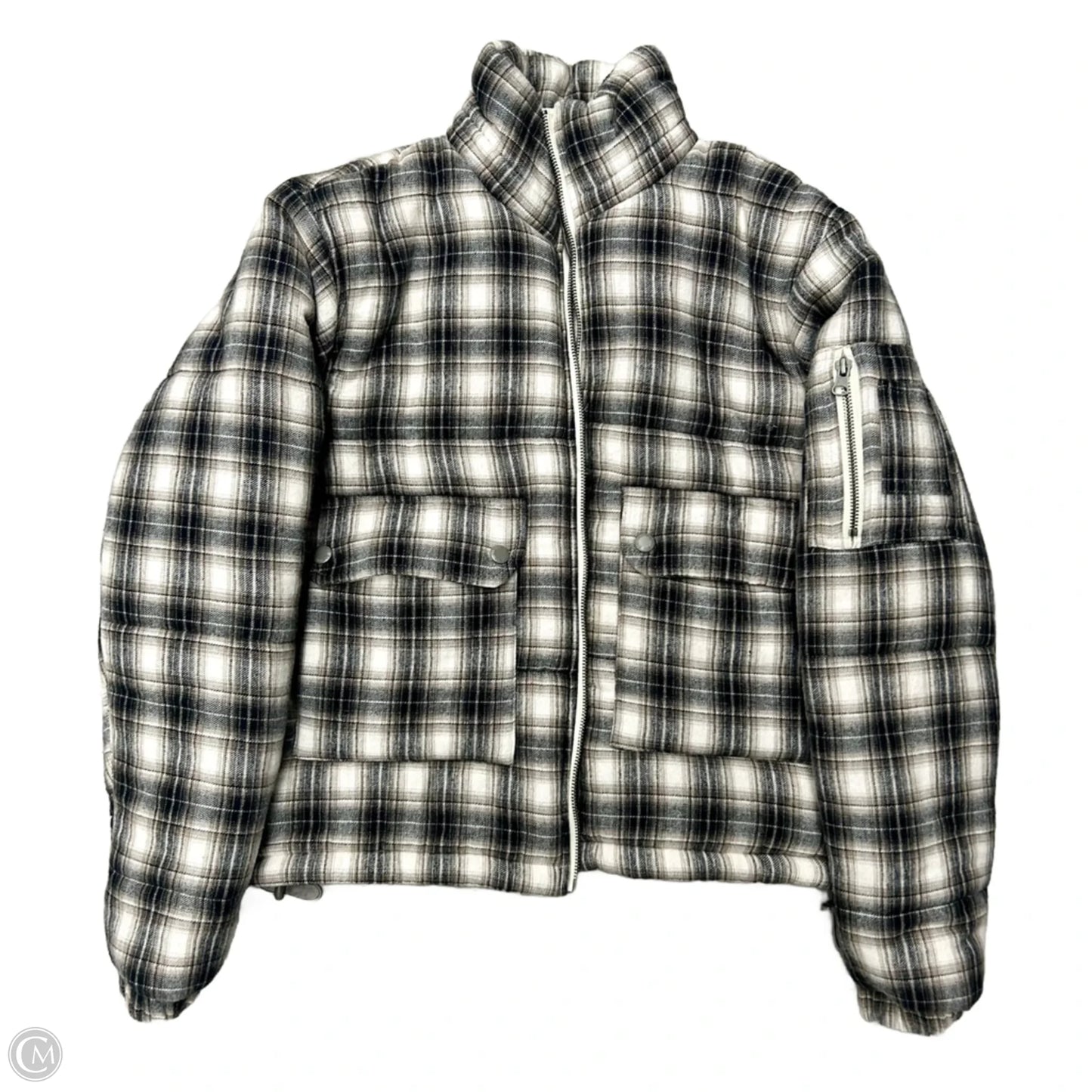 Jacket Puffer & Quilted By Bdg In Plaid Pattern, Size: S