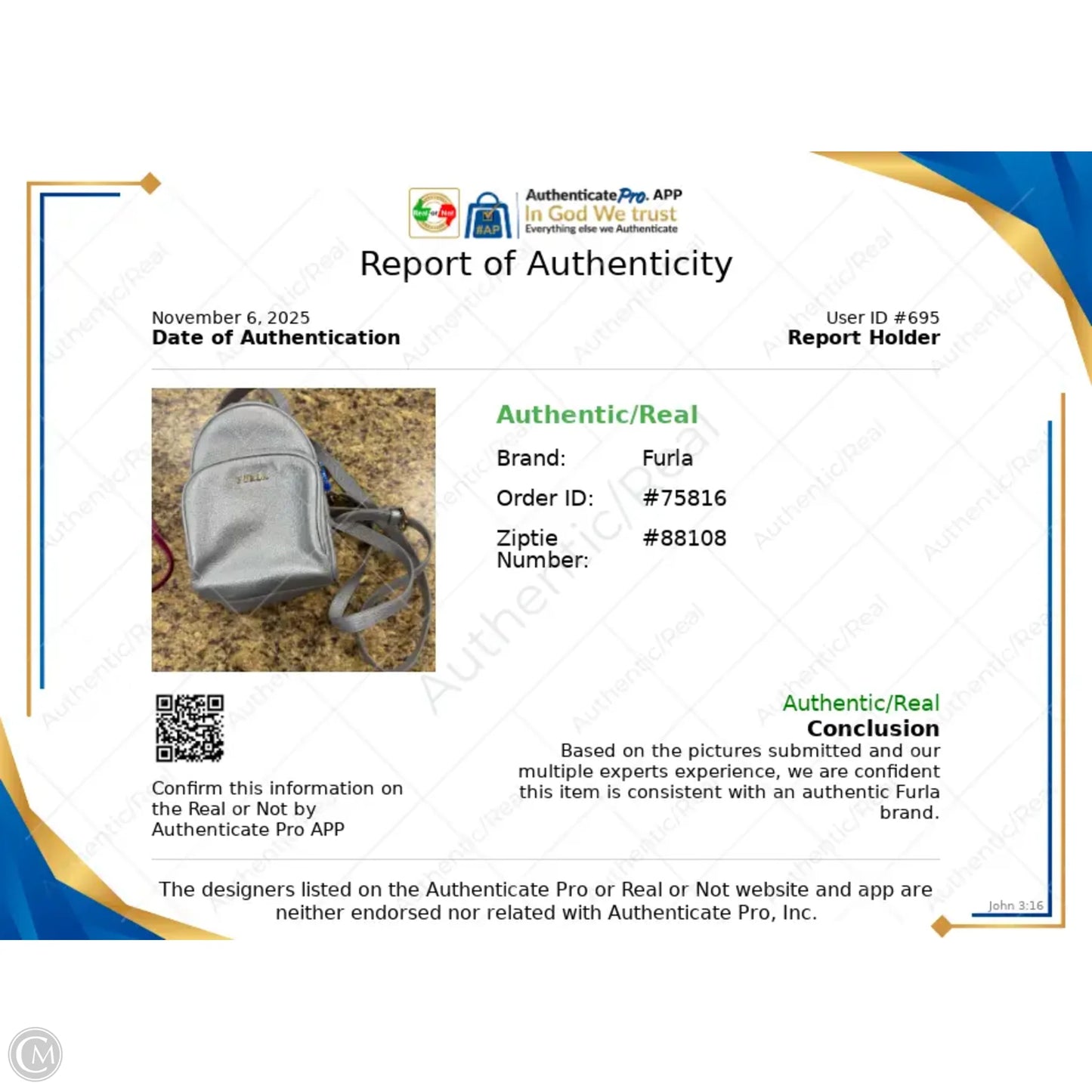 Backpack Luxury Designer By Furla, Size: Medium