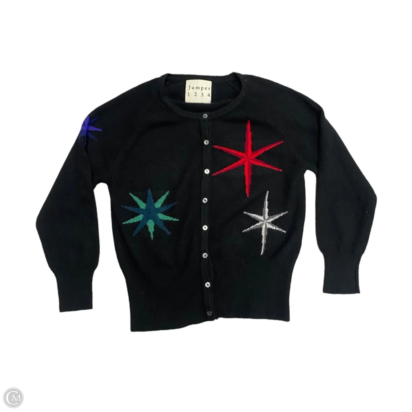 Sweater Cardigan Cashmere By Jumper 1234 In Black & Red, Size: S