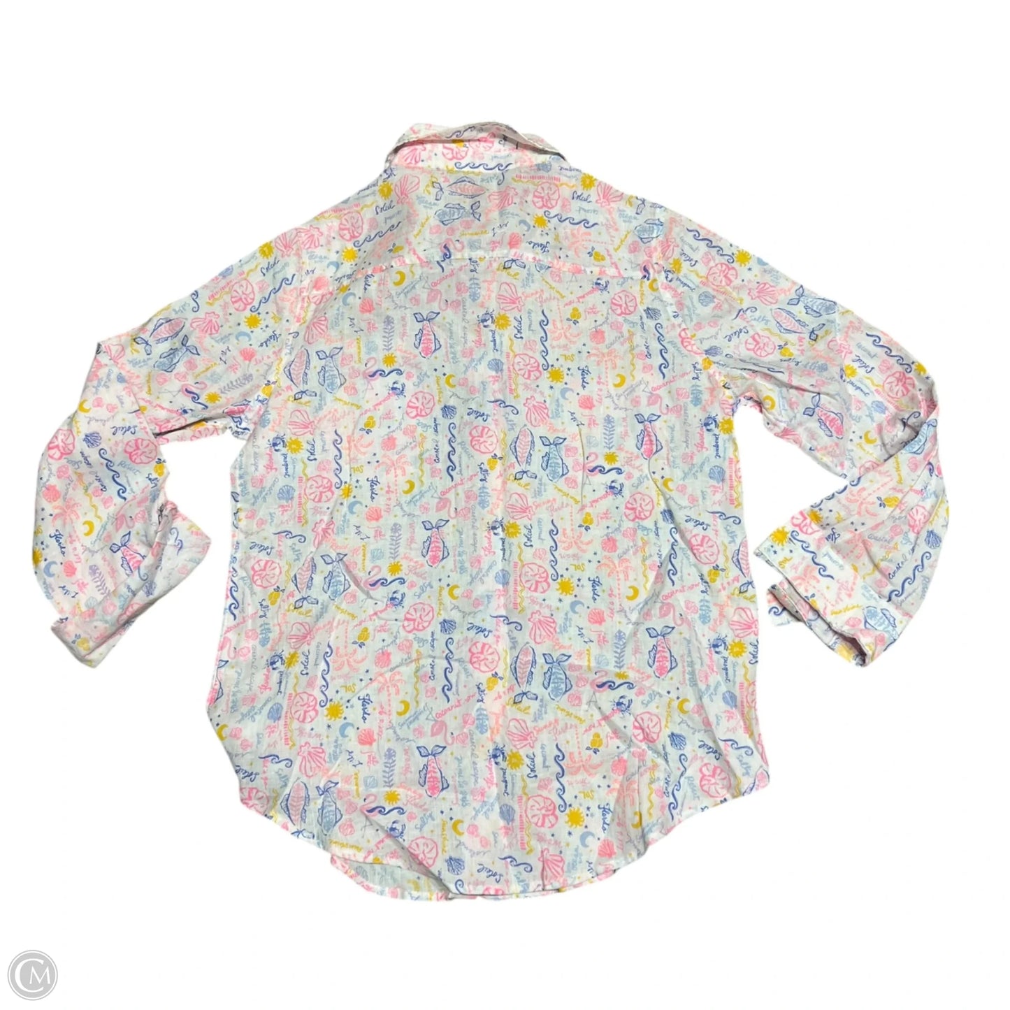 Top Long Sleeve Designer By Lilly Pulitzer In Pink & White, Size: S