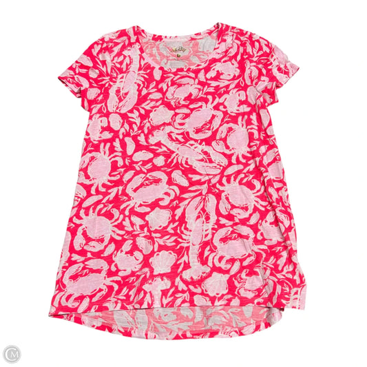 Top Short Sleeve Designer By Lilly Pulitzer In Orange & Pink, Size: S