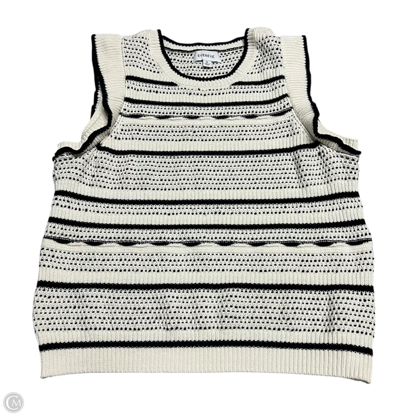 Sweater Short Sleeve By Evereve In Black & Cream, Size: M