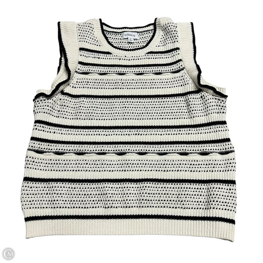 Sweater Short Sleeve By Evereve In Black & Cream, Size: M