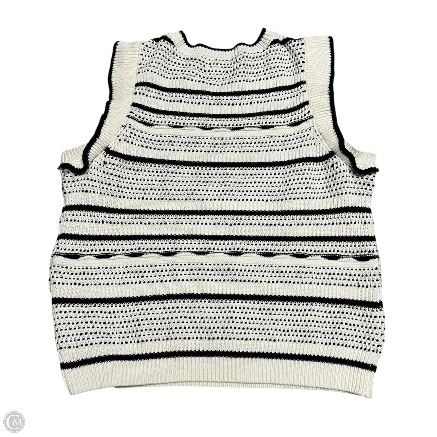 Sweater Short Sleeve By Evereve In Black & Cream, Size: M