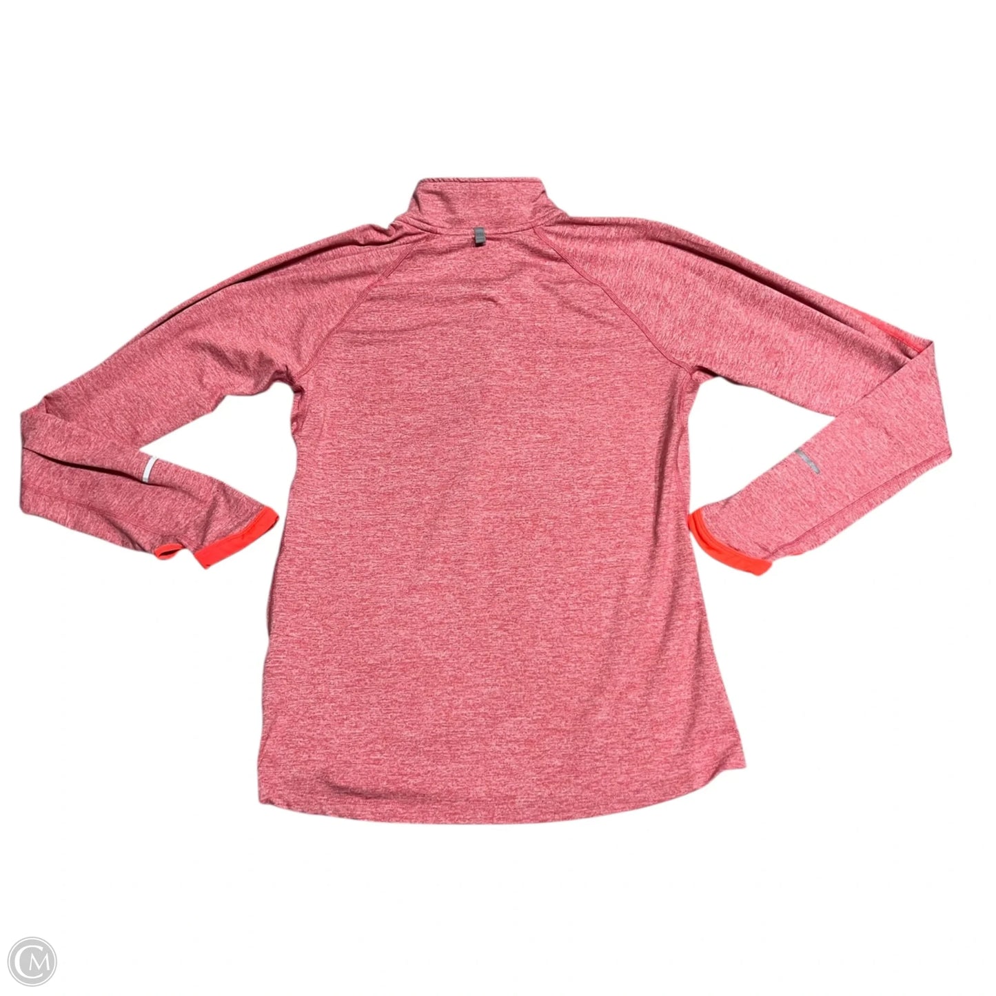 Athletic Top Long Sleeve Collar By Nike In Orange, Size: M