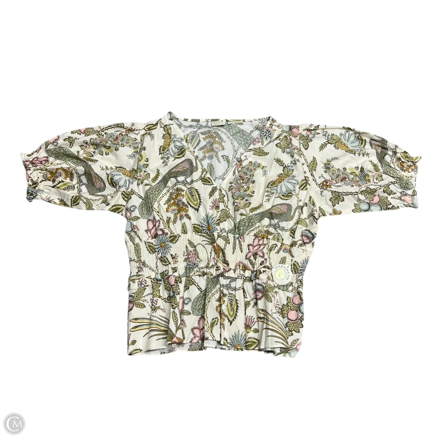 Top Short Sleeve By Spartina In Cream & Green, Size: Xxl