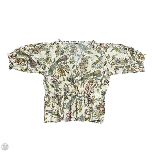 Top Short Sleeve By Spartina In Cream & Green, Size: Xxl