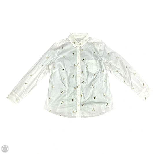 Top Long Sleeve By J. Crew In Cream & Green, Size: Xl