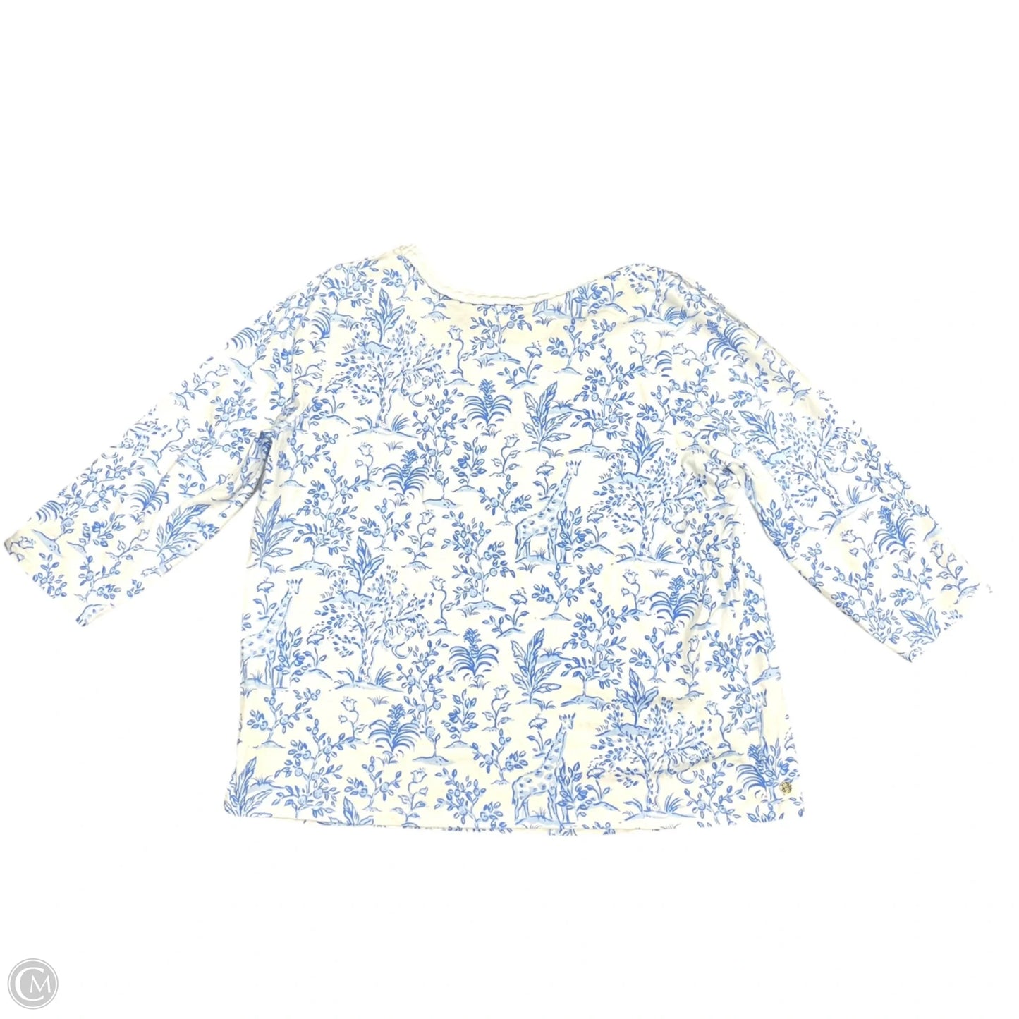 Top 3/4 Sleeve Designer By Lilly Pulitzer In Blue & White, Size: Xl