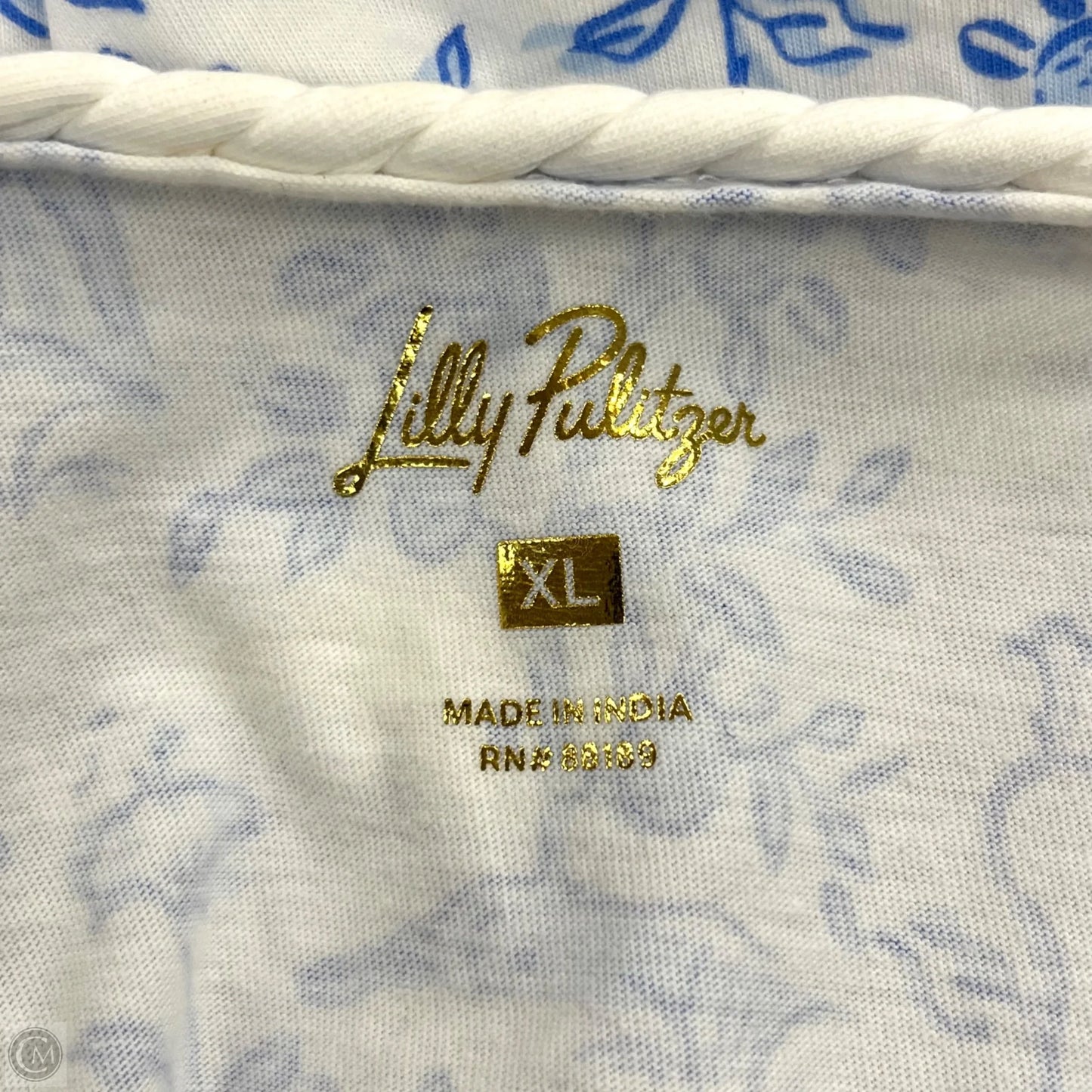 Top 3/4 Sleeve Designer By Lilly Pulitzer In Blue & White, Size: Xl