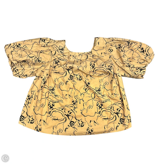 Top Short Sleeve By Maeve In Black & Tan, Size: 1x