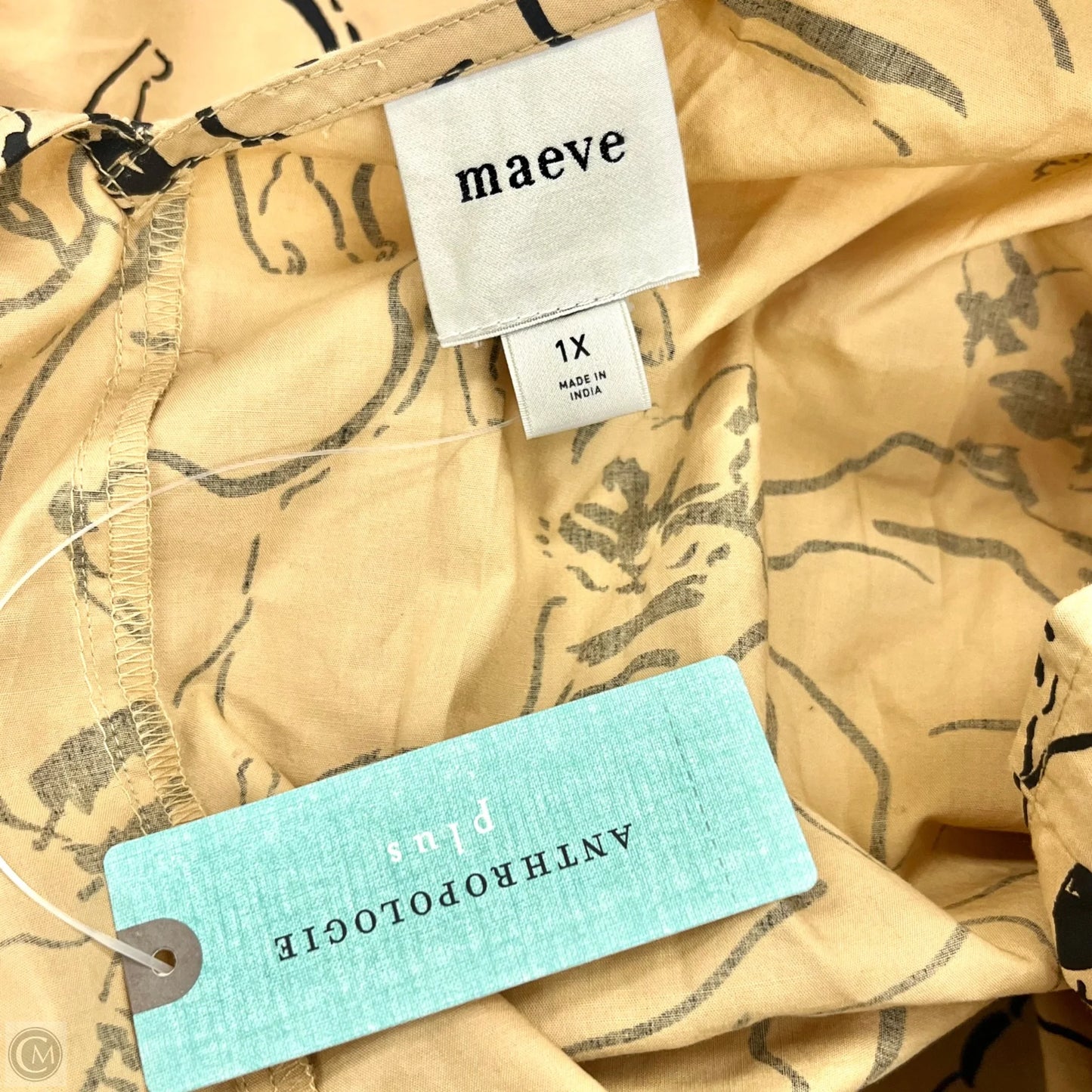 Top Short Sleeve By Maeve In Black & Tan, Size: 1x