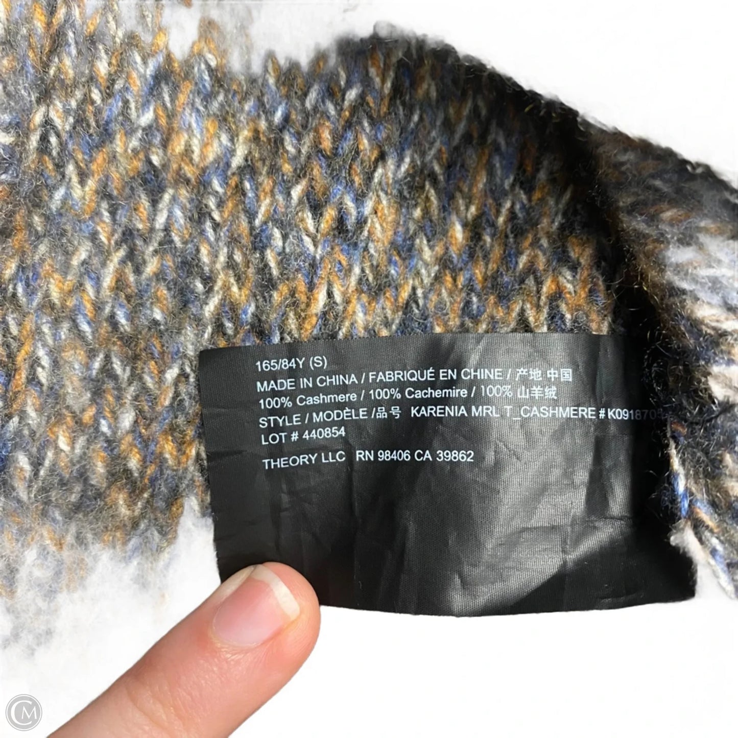 Sweater By Theory In Blue & Tan, Size: S