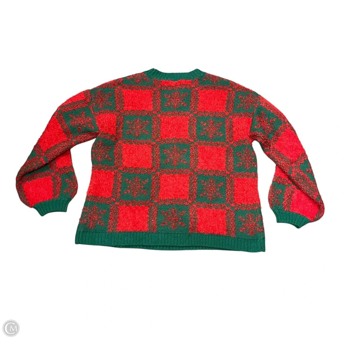 Sweater By Holiday Time In Green & Red, Size: M