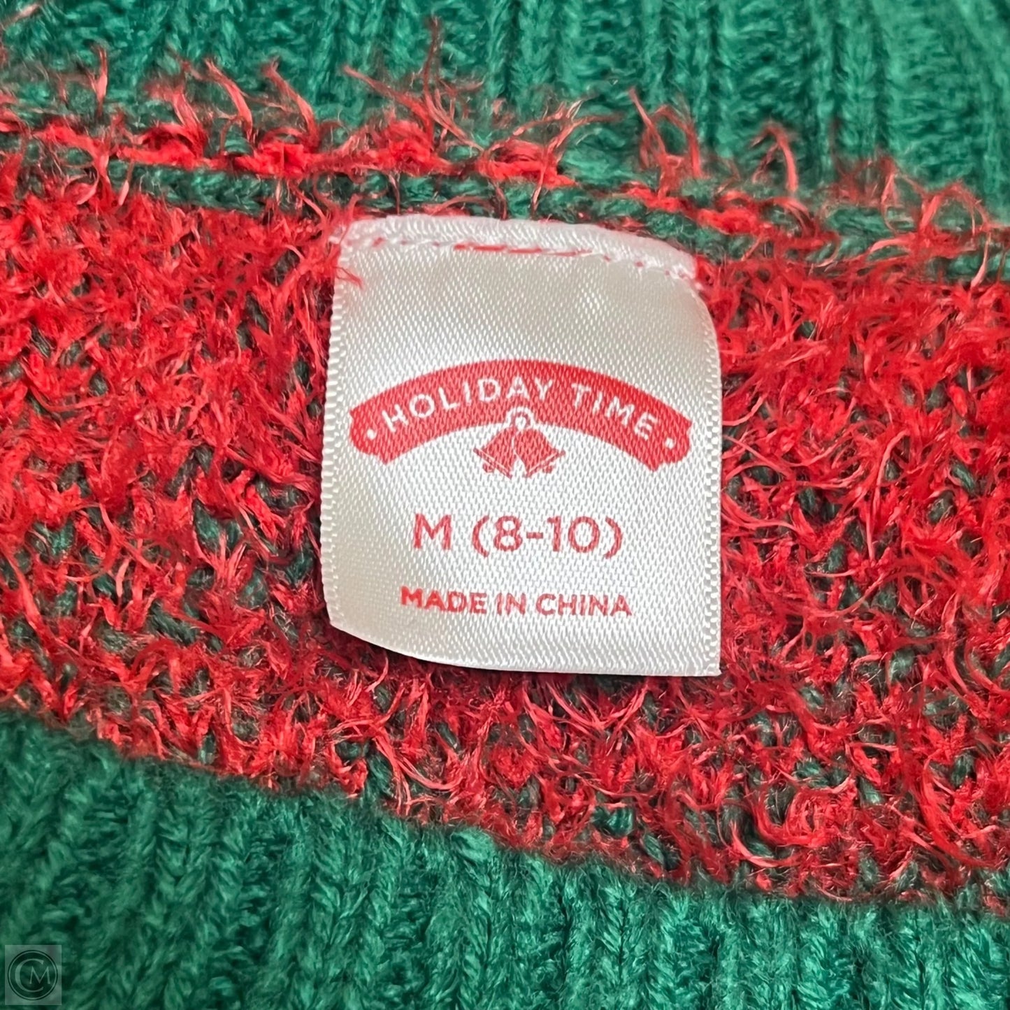 Sweater By Holiday Time In Green & Red, Size: M