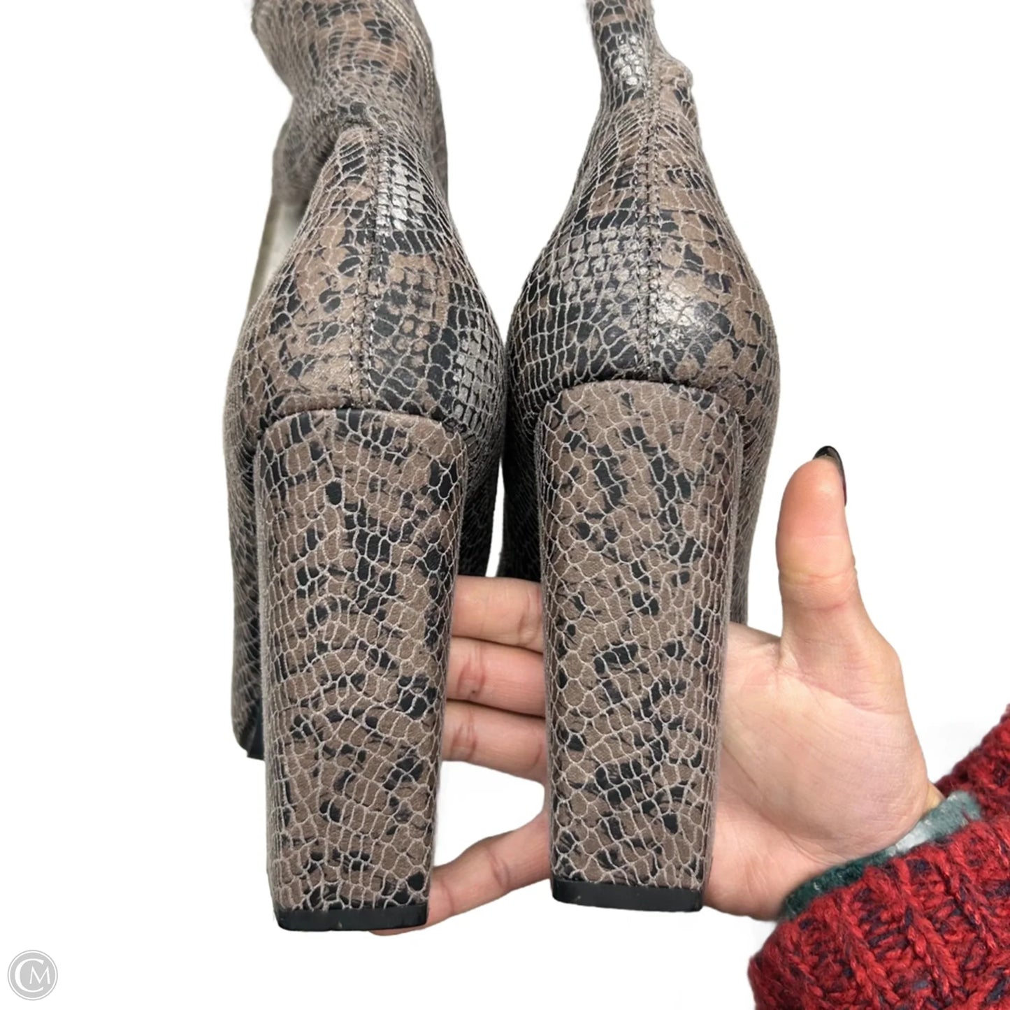 Boots Over-the-knee Heels By Azalea Wang In Snakeskin Print, Size: 10