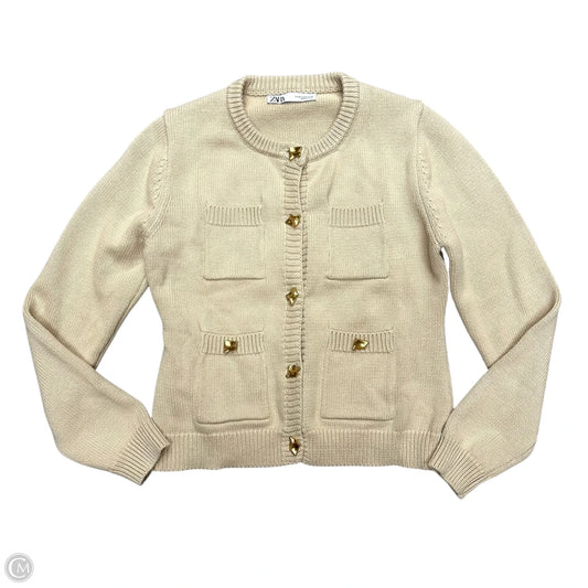 Sweater Cardigan By Zara In Tan, Size: M