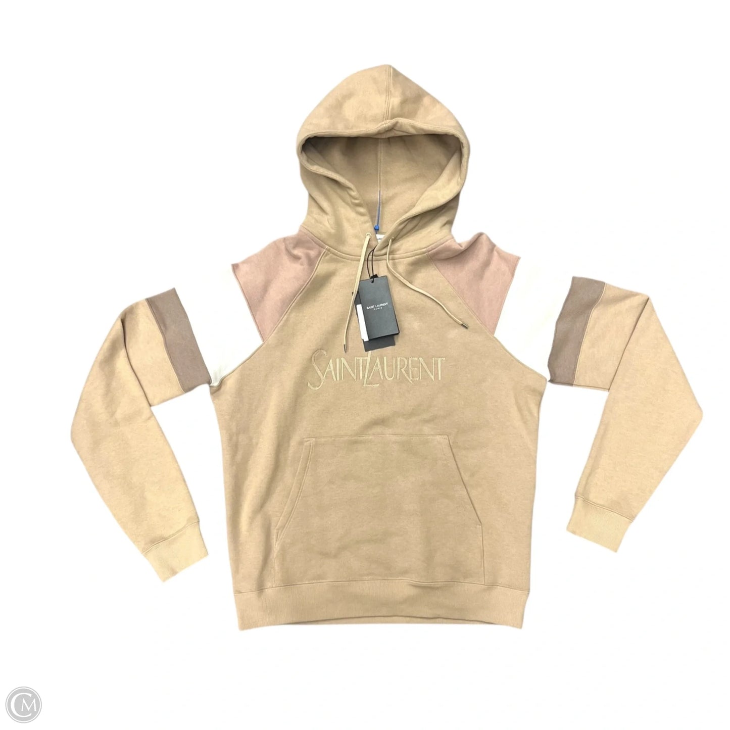 Sweatshirt Luxury Designer By Yves Saint Laurent In Tan & White, Size: M