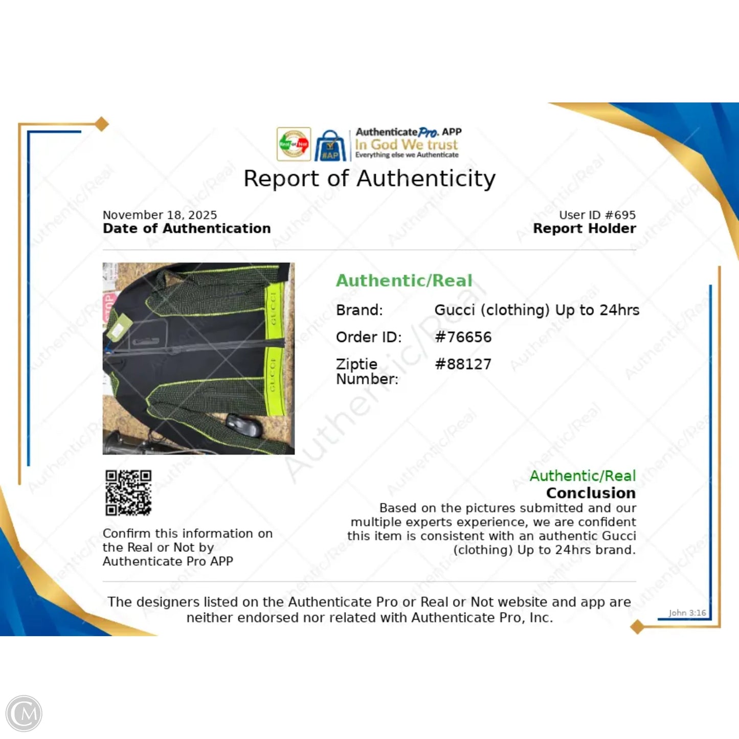 Jacket Luxury Designer By Gucci In Black & Green, Size: M