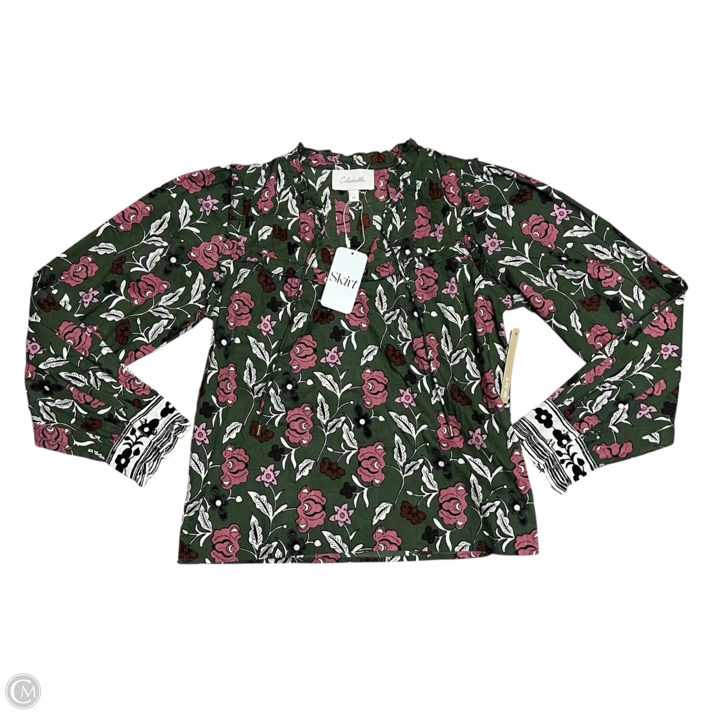 Top Long Sleeve By Cleobella In Green & Pink, Size: Xs