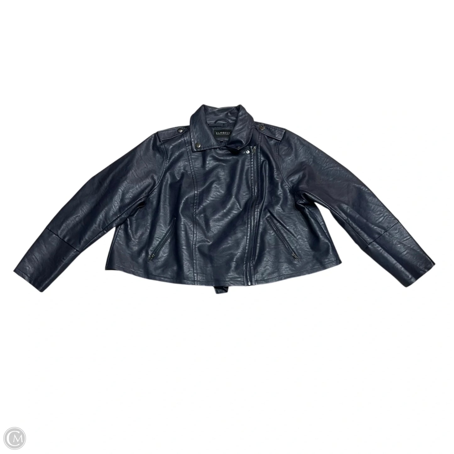 Jacket Moto By Eloquii In Blue, Size: 4x
