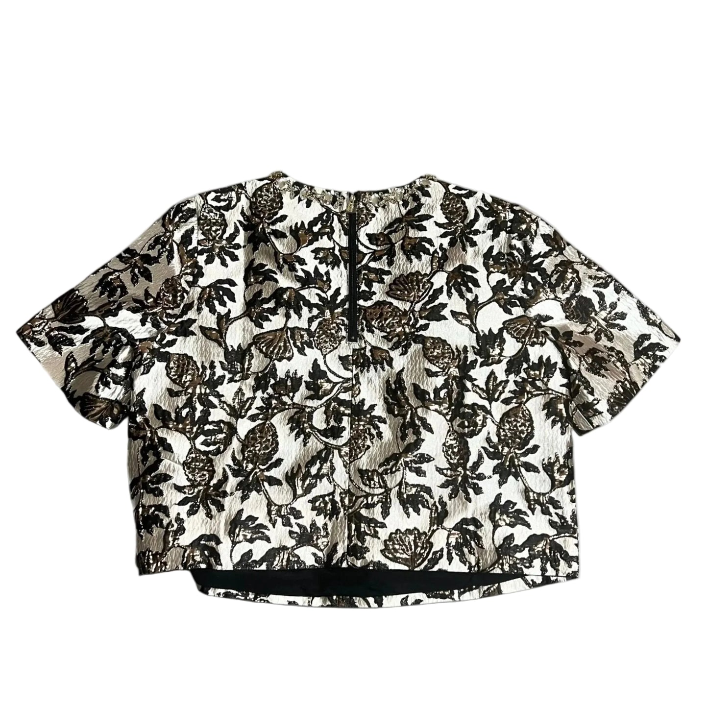 Top Short Sleeve Designer By Lilly Pulitzer In Black & Gold, Size: Xs