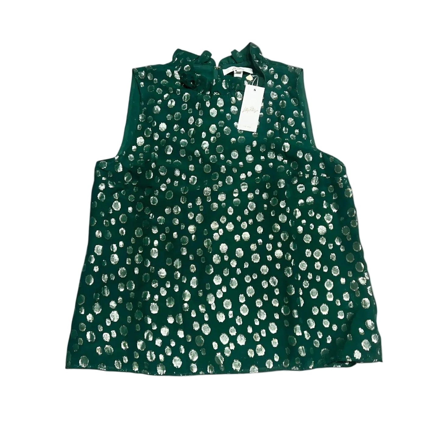 Top Sleeveless Designer By Lilly Pulitzer In Gold & Green, Size: L