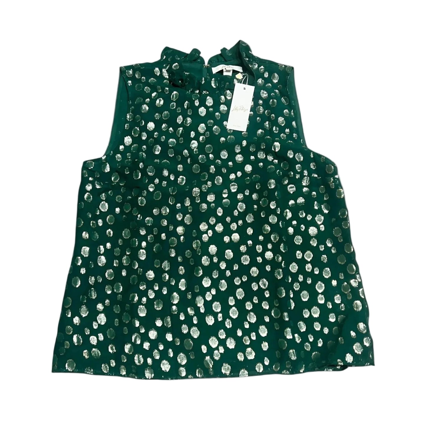 Top Sleeveless Designer By Lilly Pulitzer In Gold & Green, Size: L