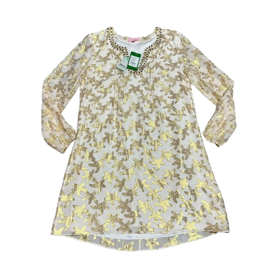 Dress Designer By Lilly Pulitzer In Gold & White, Size: S