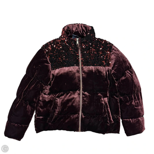 Jacket Puffer & Quilted By Anthropologie In Maroon, Size: L