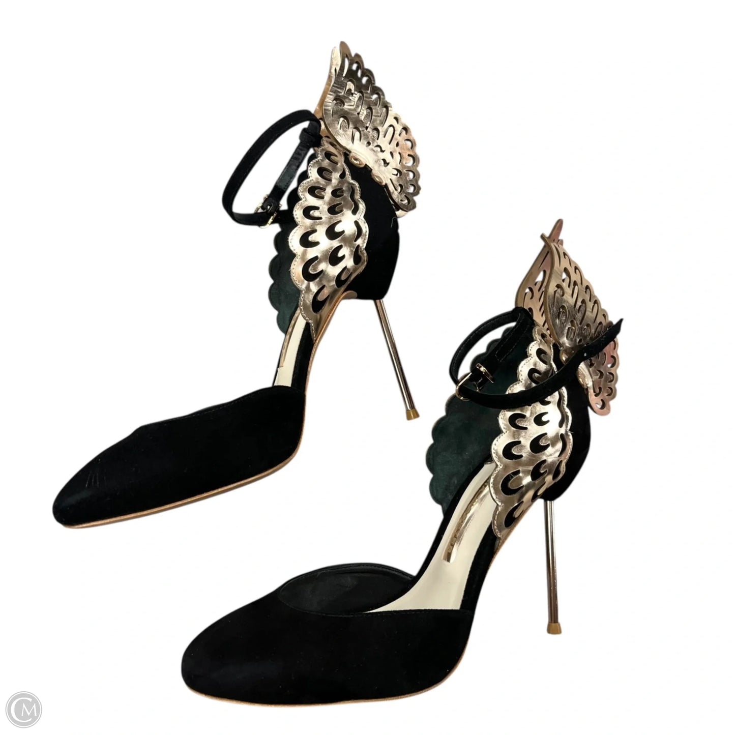 Shoes Heels Stiletto By Sophia Webster In Black & Gold, Size: 8