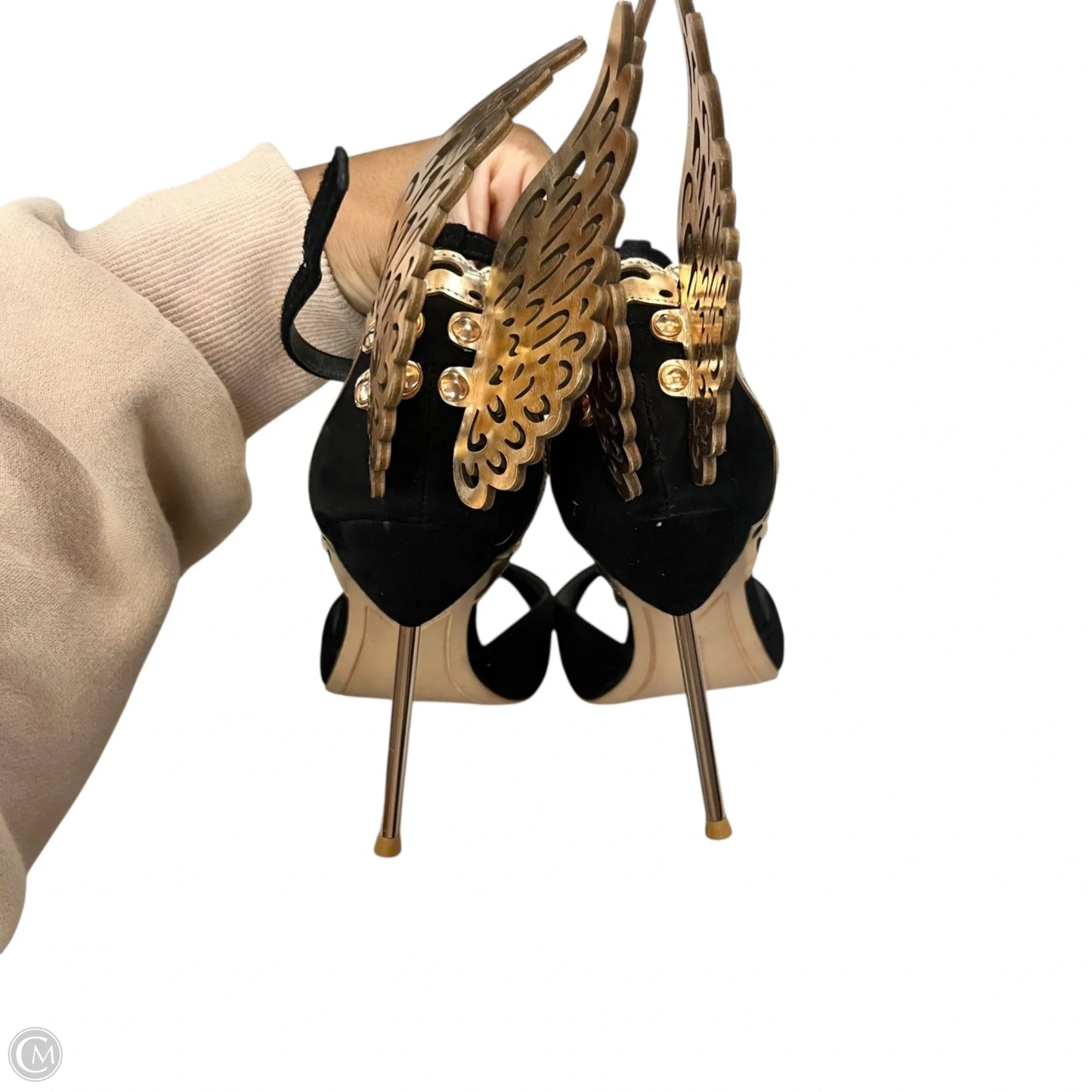 Shoes Heels Stiletto By Sophia Webster In Black & Gold, Size: 8