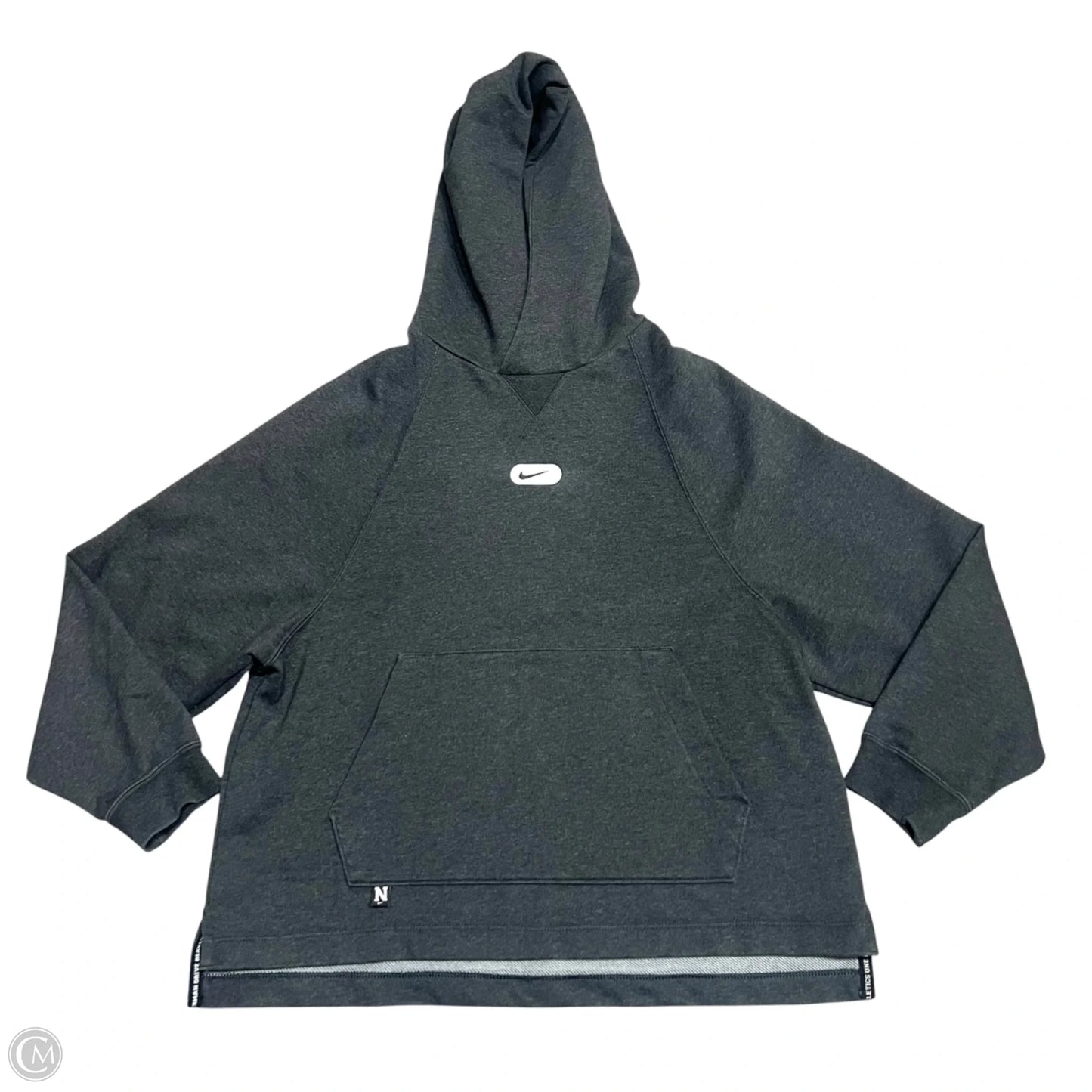 Athletic Sweatshirt Hoodie By Nike In Grey, Size: L
