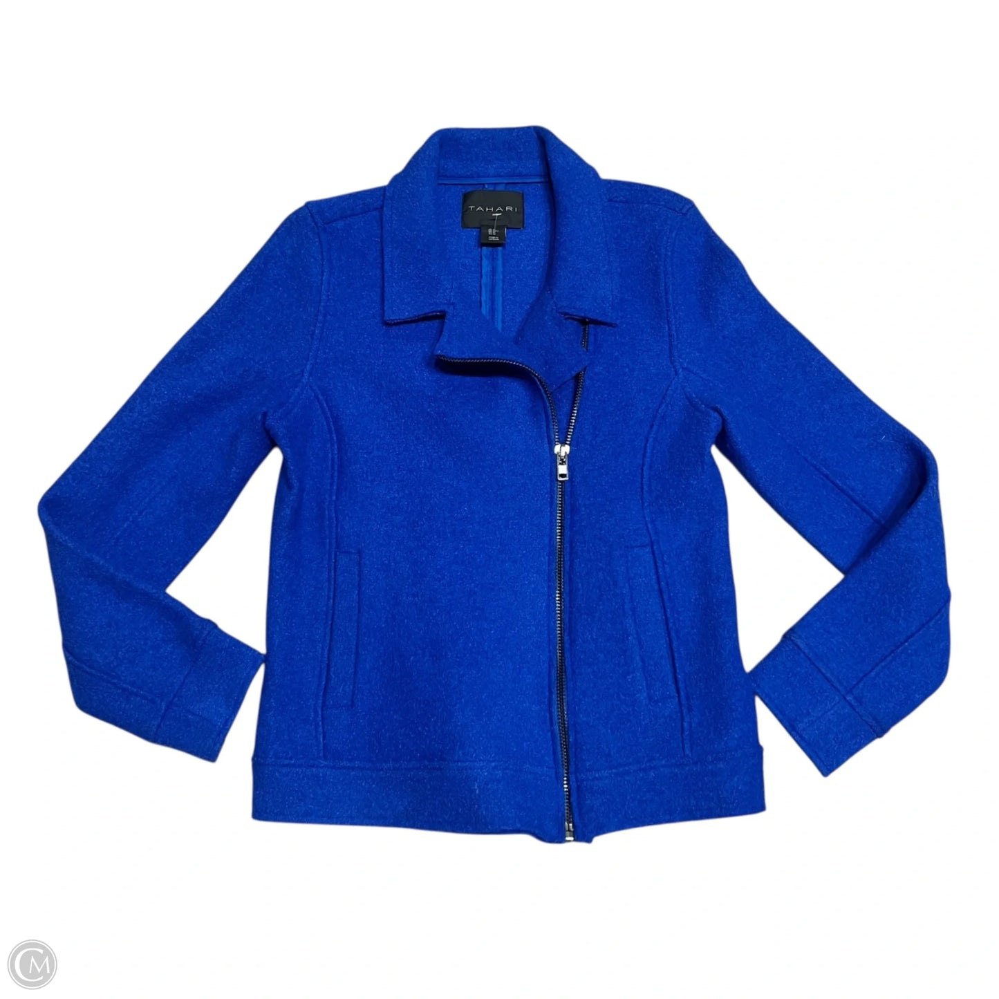 Jacket Moto By Tahari In Blue, Size: M