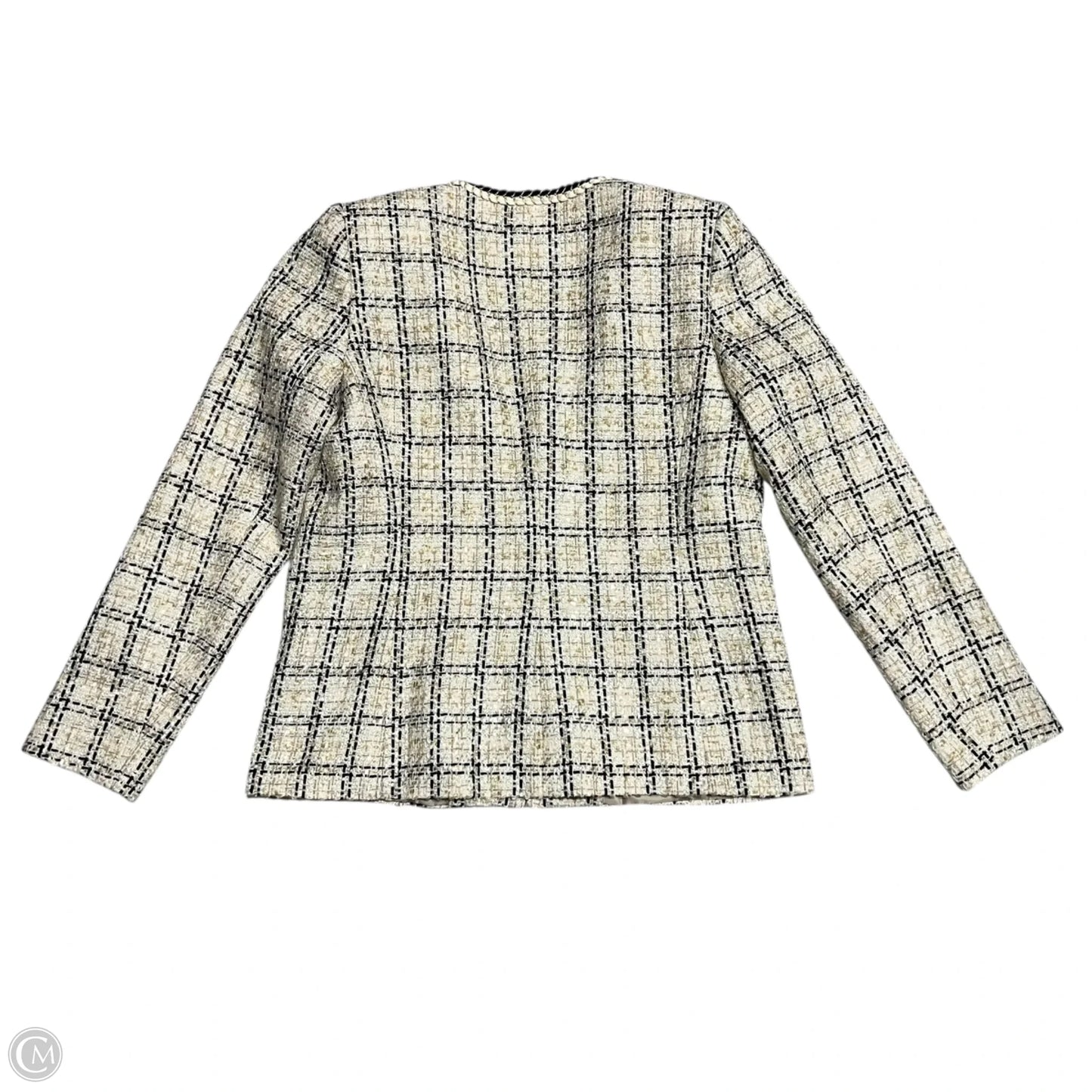 Blazer Designer By Karl Lagerfeld In Black & Tan, Size: M