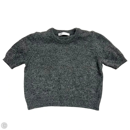 Sweater Short Sleeve By Zara In Grey, Size: S