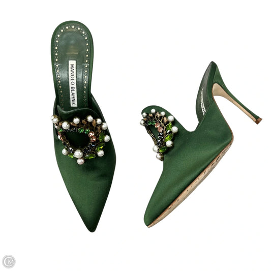 Shoes Luxury Designer By Manolo Blahnik In Green, Size: 8