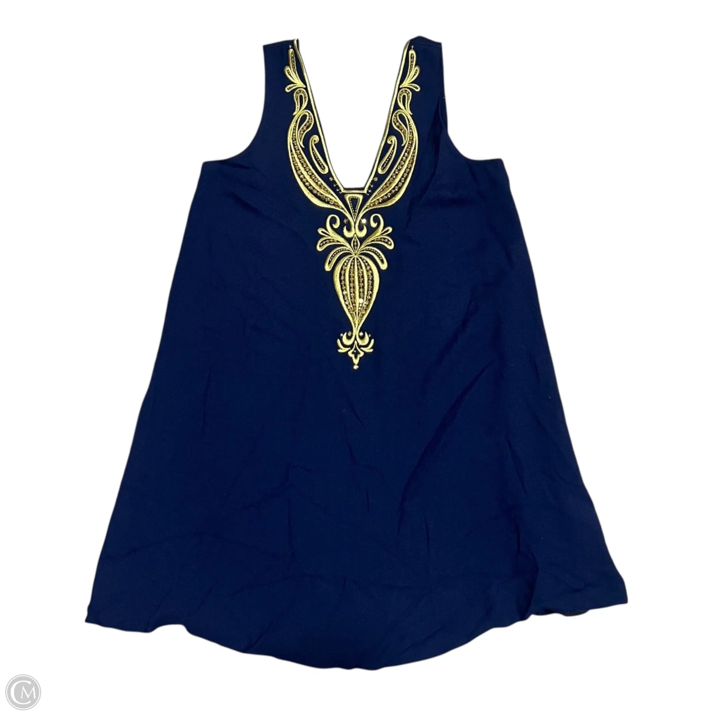 Dress Designer By Lilly Pulitzer In Blue & Gold, Size: S