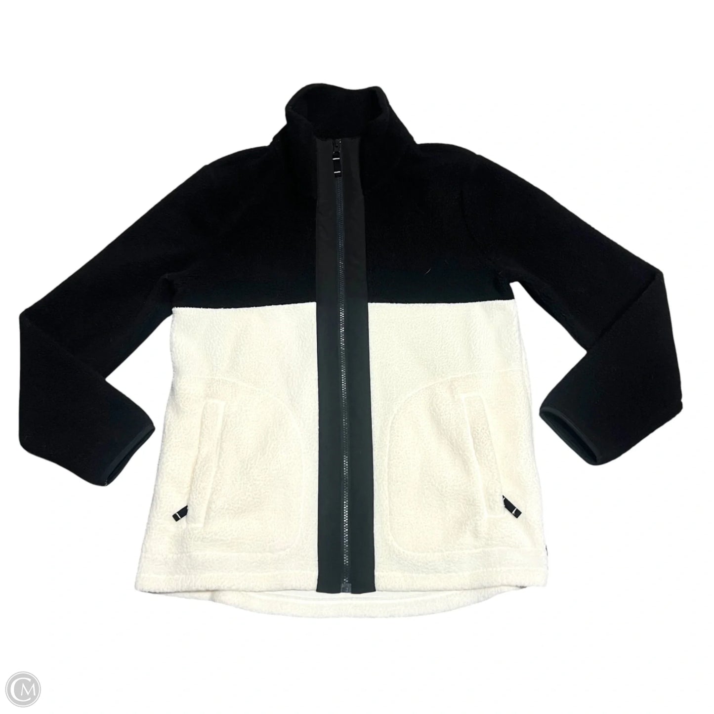 Sweatshirt Collar By Talbots In Black & Cream, Size: M