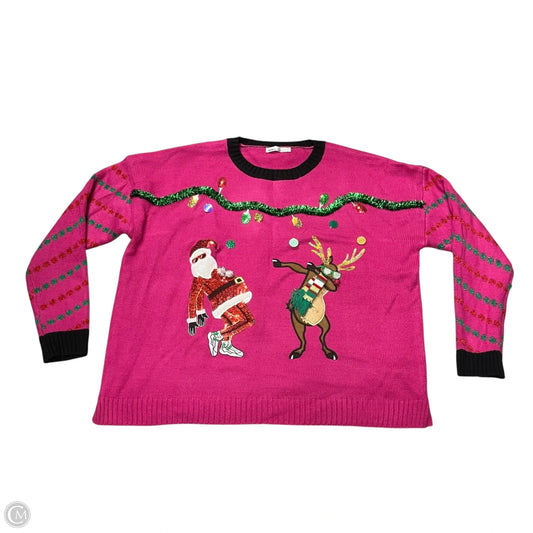 Sweater By Rafiana In Black & Pink, Size: Xxl