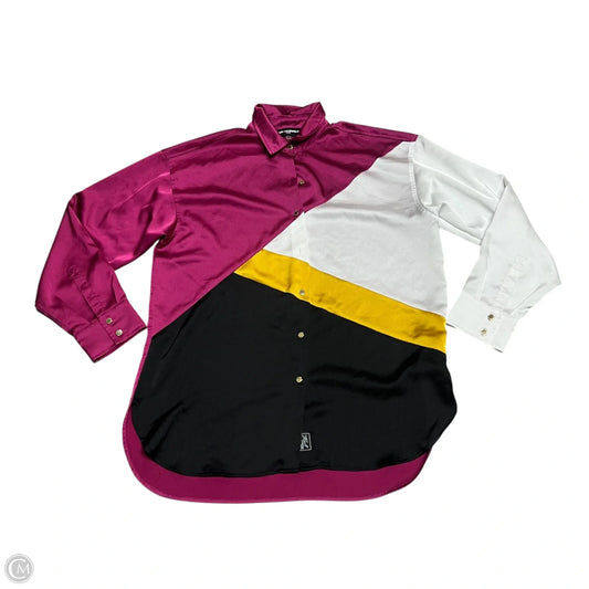Top Long Sleeve Designer By Karl Lagerfeld In Black & Pink, Size: M