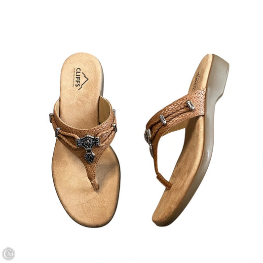 Sandals Heels Wedge By Cliffs By White Mountain In Tan, Size: 8.5