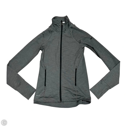 Athletic Top Long Sleeve Collar By Nike In Grey, Size: S